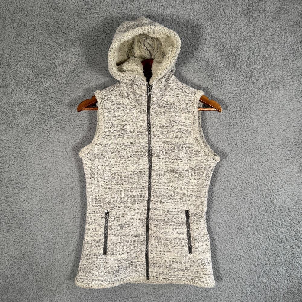 Kuhl Vest Womens Small Beige Alaska Hooded Sherpa Lined Full Zip